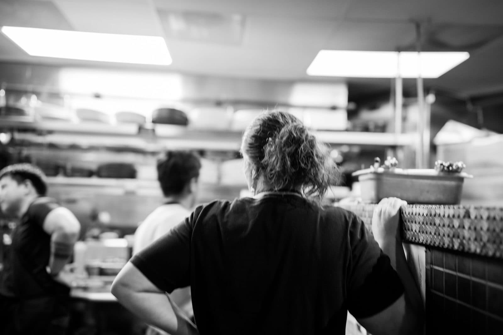 Food market staff working in a kitchen